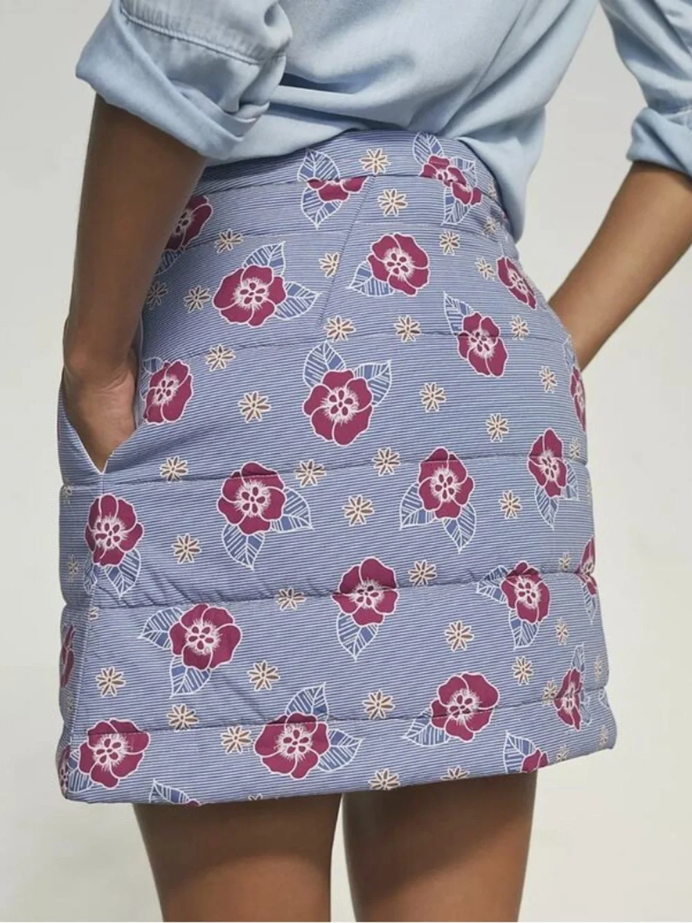 NWT Anthropologie Carleen Quilted Floral Mini Skirt